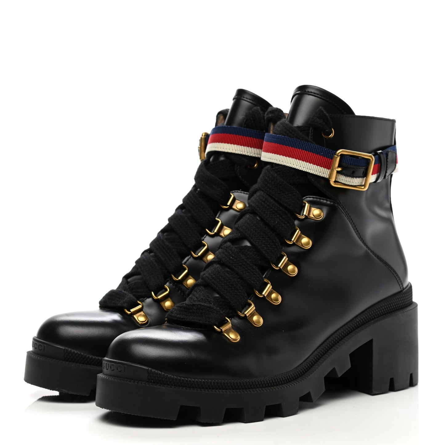 Calfskin Sylvie Web Womens Lace Up Combat Boots 39 Black