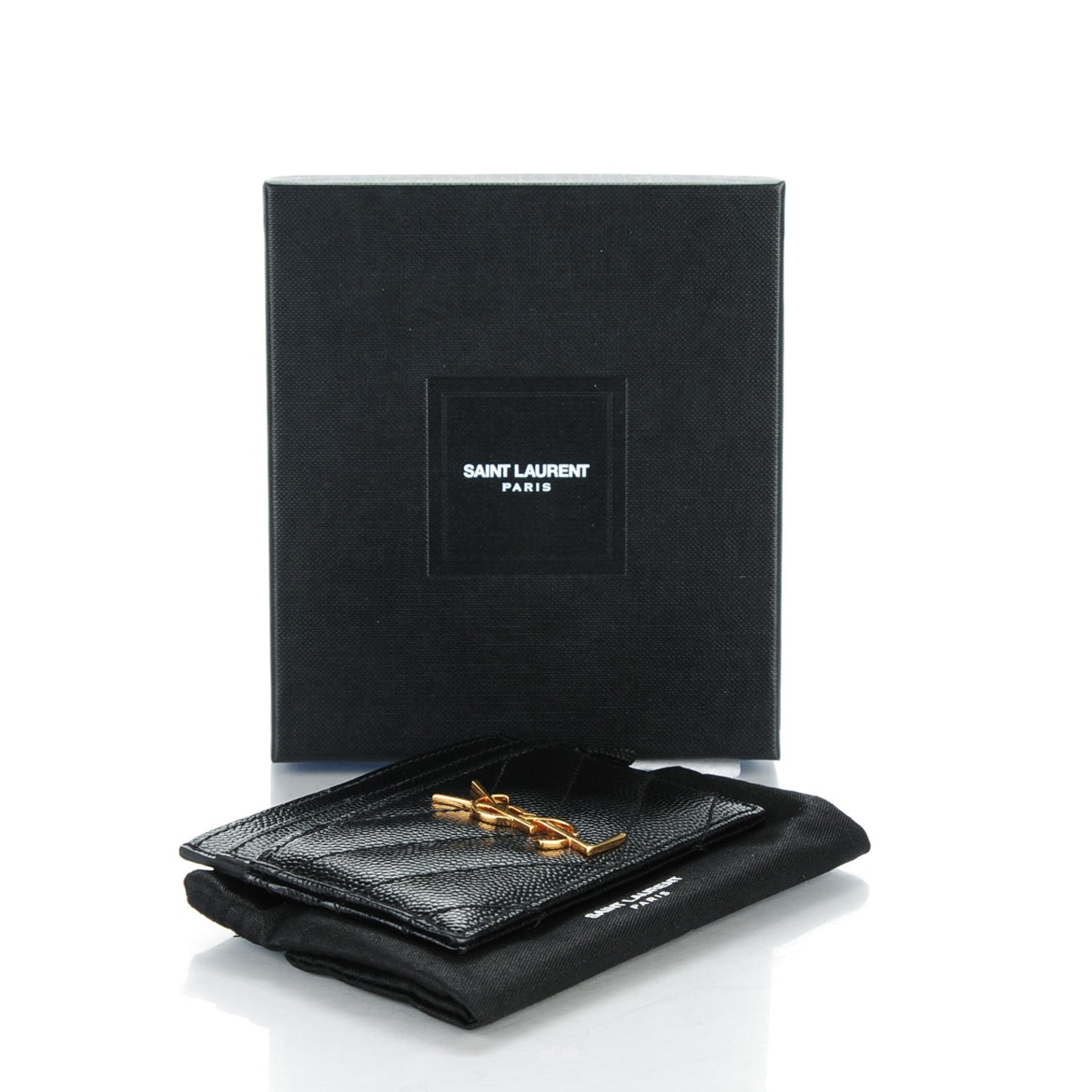 Grain De Poudre Matelasse Chevron Monogram Credit Card Case Black