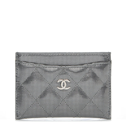 Chanel Metallic Calfskin Pixel Effect Card Holder Dark Silver 1 of 7