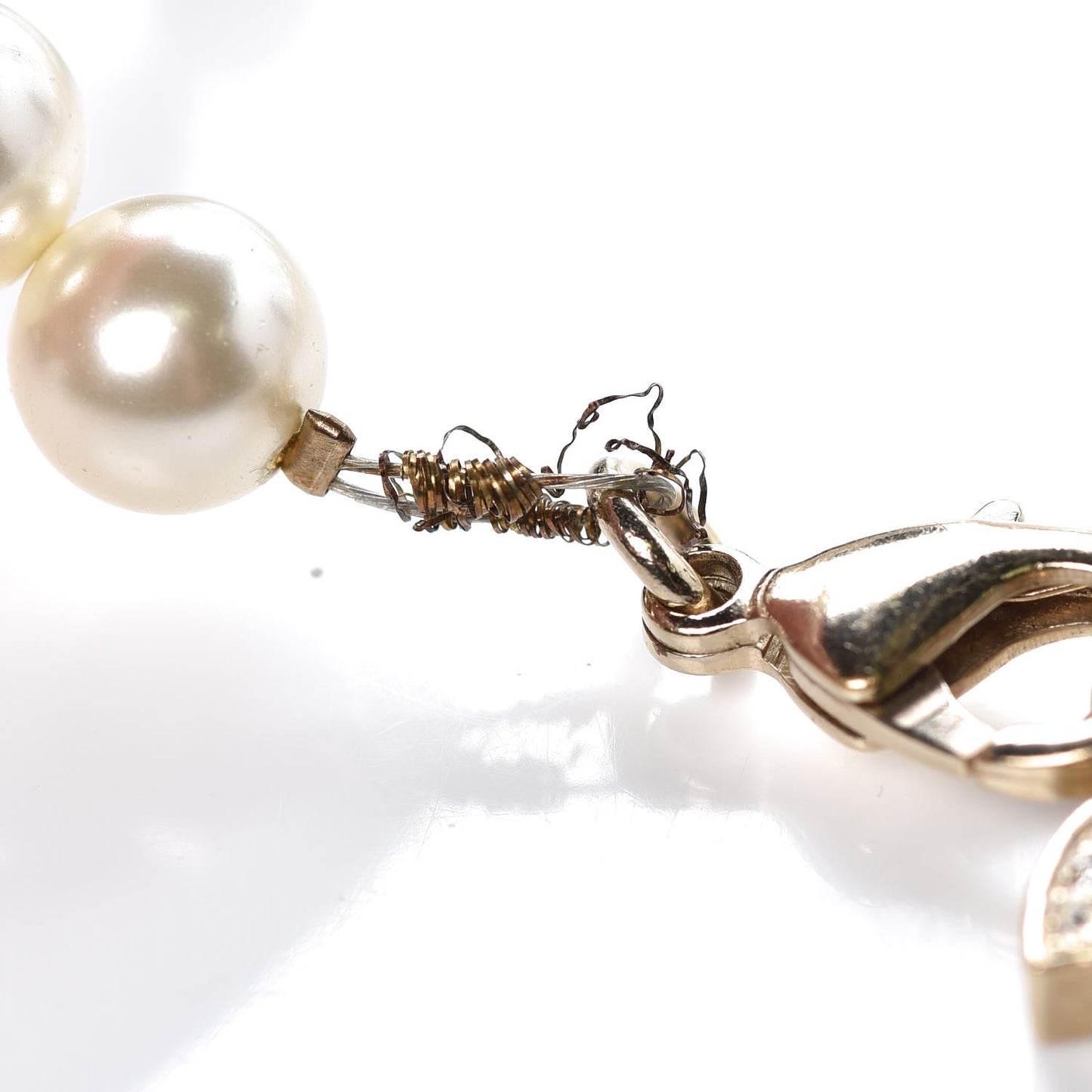 Pearl Crystal CC Bracelet Gold