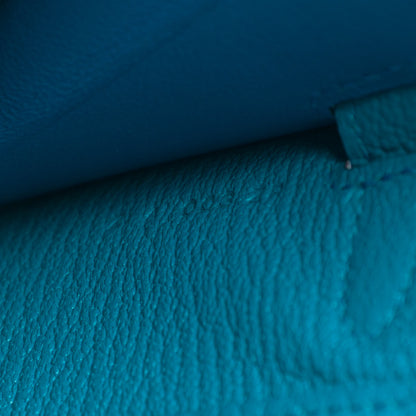 Hermes Chevre Mysore Kelly Wallet To Go Bleu Zanzibar 6 of 10
