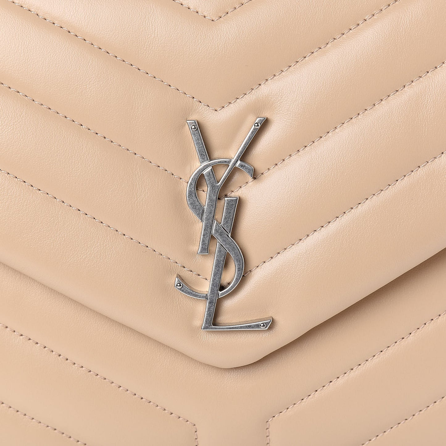 Calfskin Y Quilted Monogram Medium Loulou Chain Satchel Nude Powder