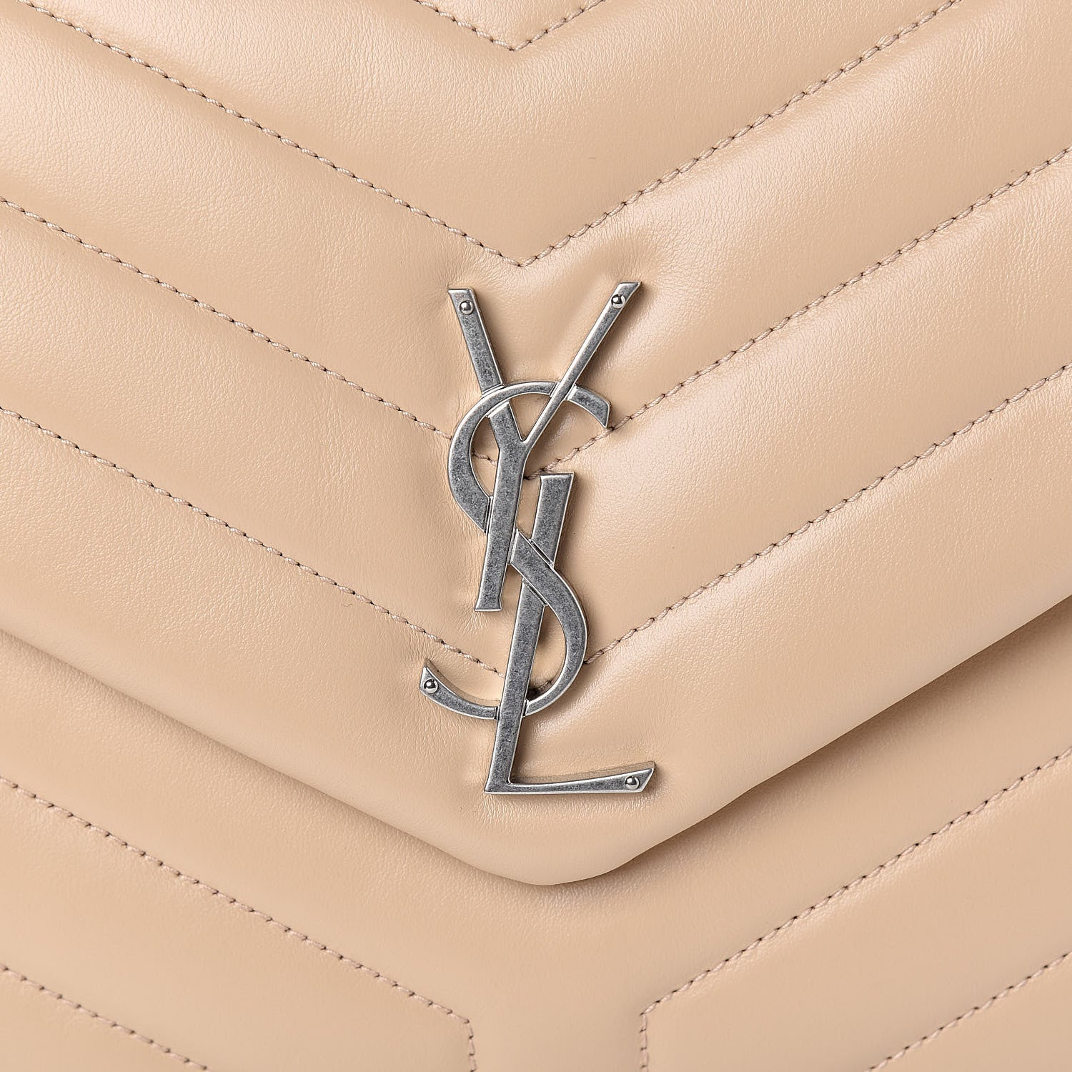 Saint Laurent Calfskin Y Quilted Monogram Medium Loulou Chain Satchel Nude Powder 11 of 11