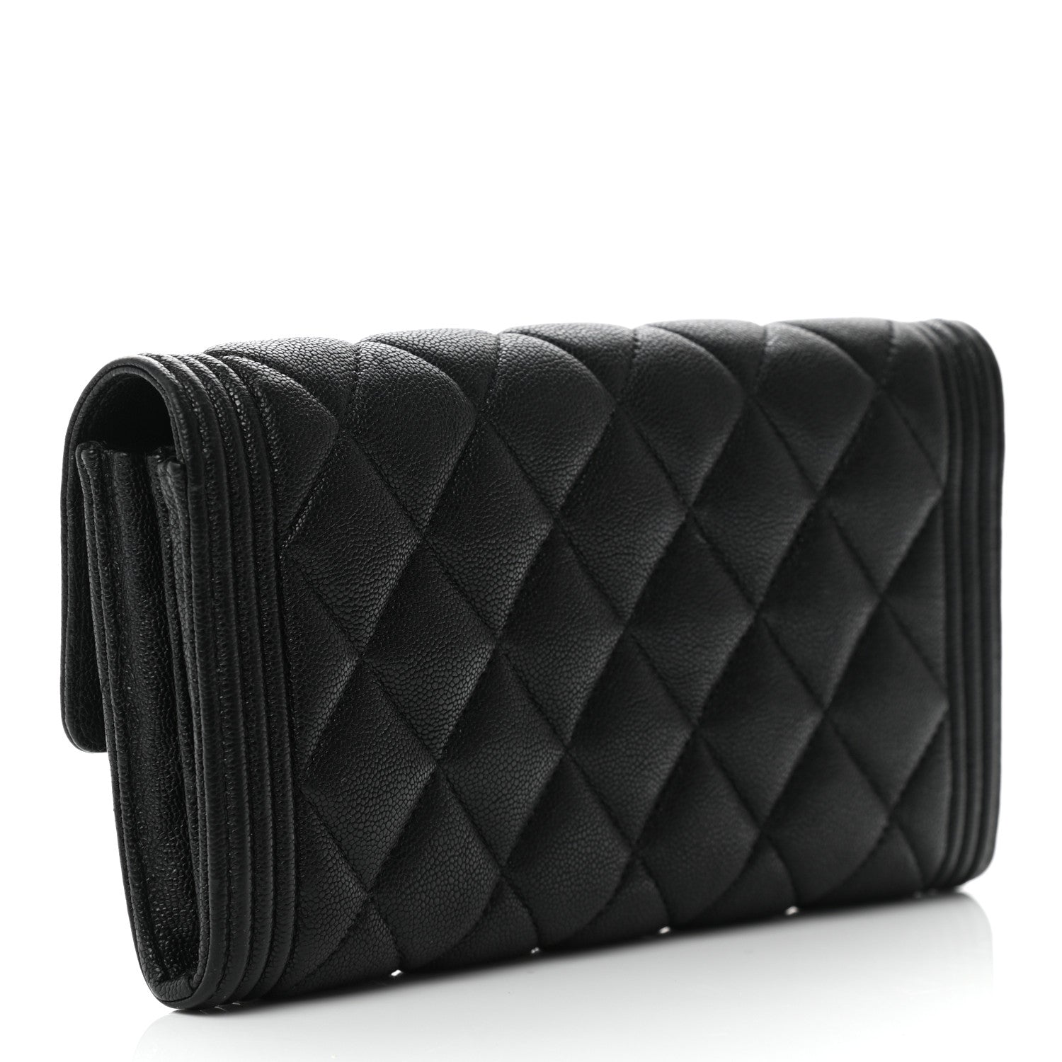 Chanel Caviar Quilted Large Boy Gusset Flap Wallet Black 3 of 10
