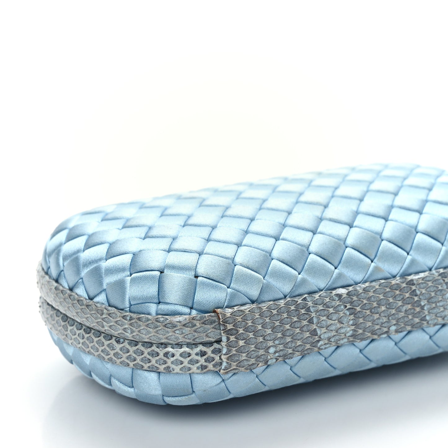 Satin Intreccio Impero Ayers Knot Clutch Ciel