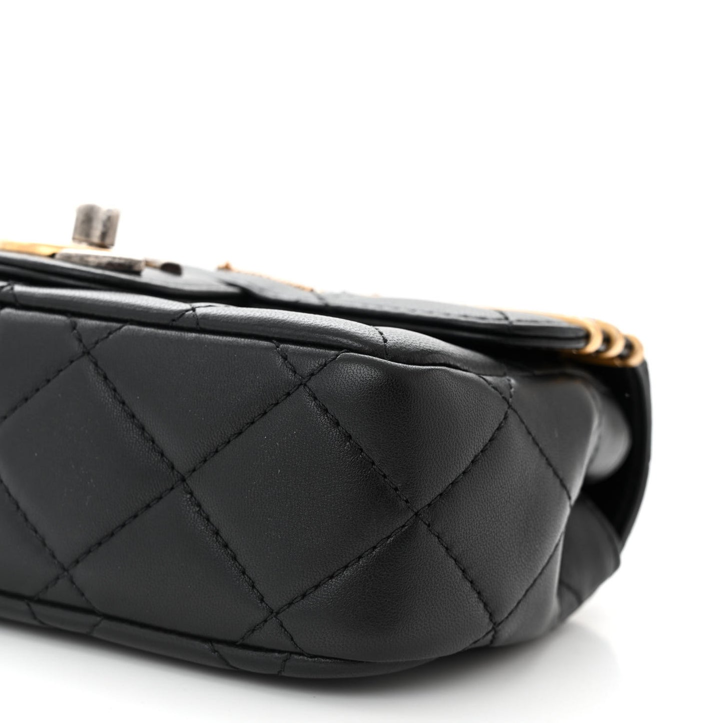 Lambskin Quilted Mini Coco Clips Single Flap Black