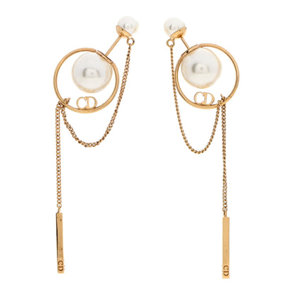 Christian Dior Pearl Tribales Dangle Chain Earrings Gold 1 of 5