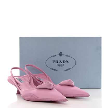 Prada Nylon Flower Pointed Toe 45mm Slingback Pumps 39.5 Primula 11 of 11