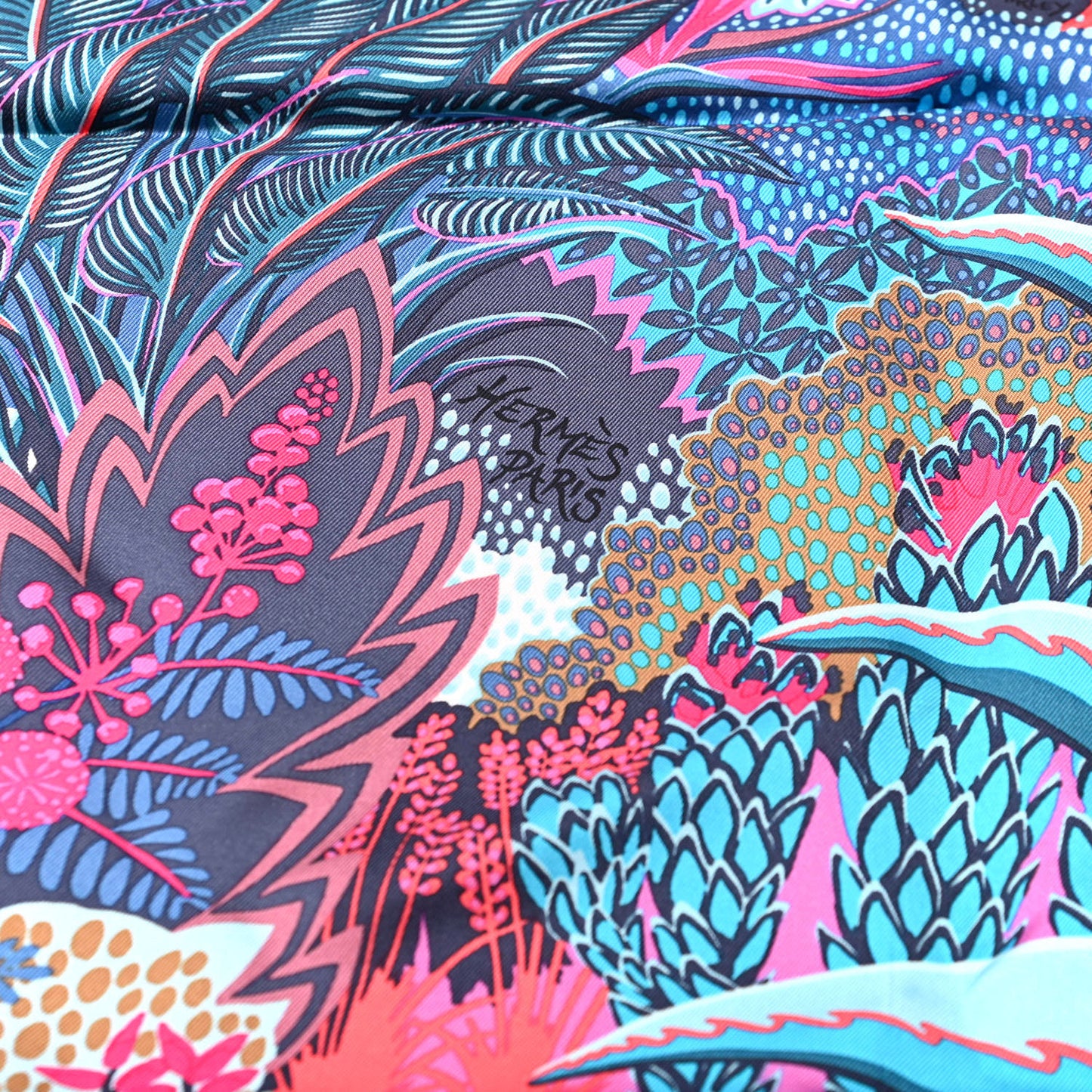 Silk Mountain Zebra Scarf 90 Turquoise Fuchsia Cobalt