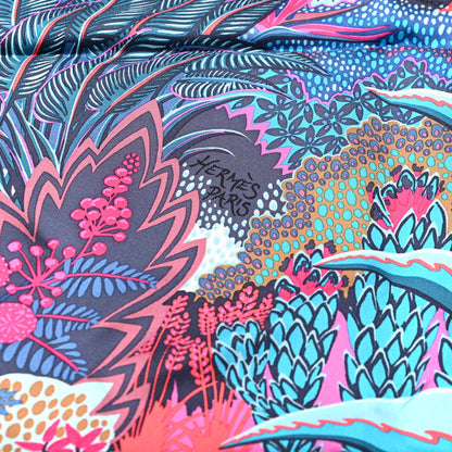 Hermes Silk Mountain Zebra Scarf 90 Turquoise Fuchsia Cobalt 3 of 6