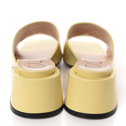Gucci Patent Lexi Horsebit Mid-Heel Slide Sandals 35 Burro 5 of 11