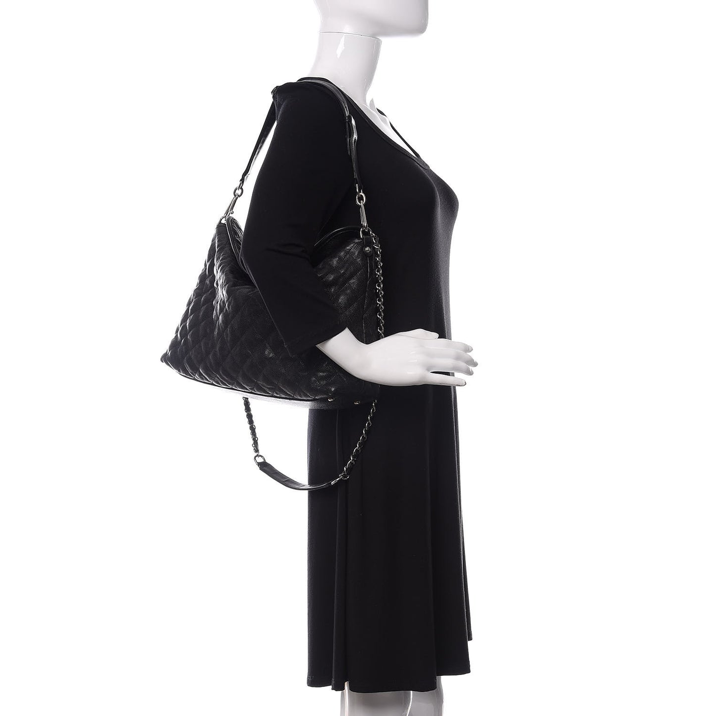 Caviar Quilted French Riviera Hobo Black