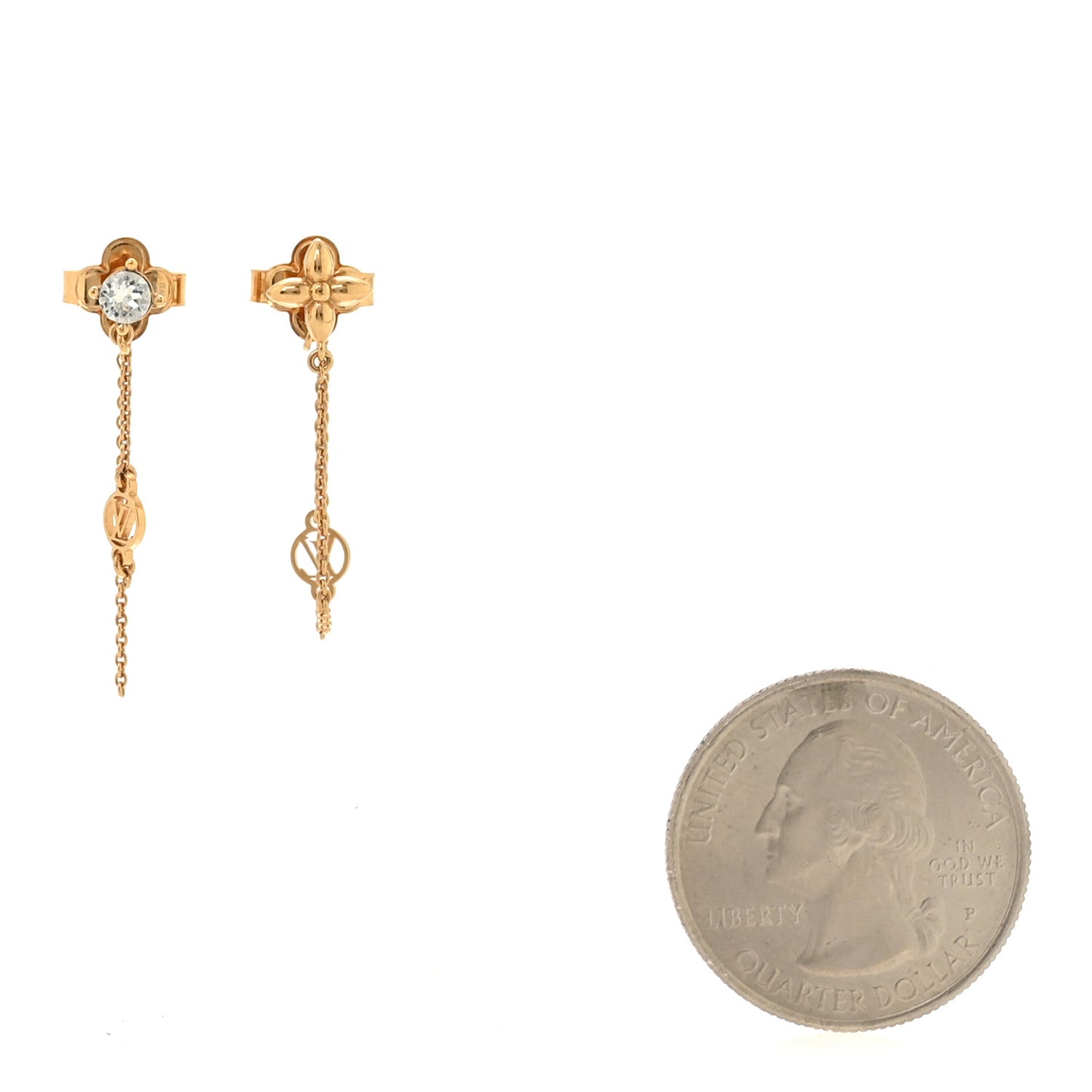 Metal Crystal Petit Louis Earrings Gold