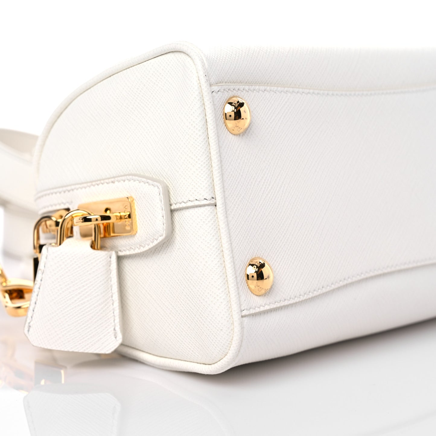 Saffiano Lux Top Handle Crossbody Bag White