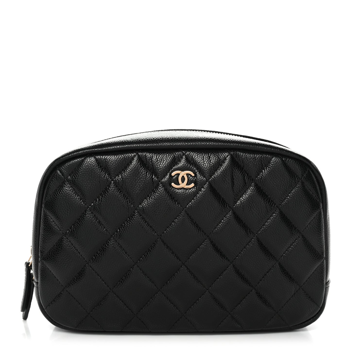 Caviar Quilted Medium Curvy Pouch Cosmetic Case Black