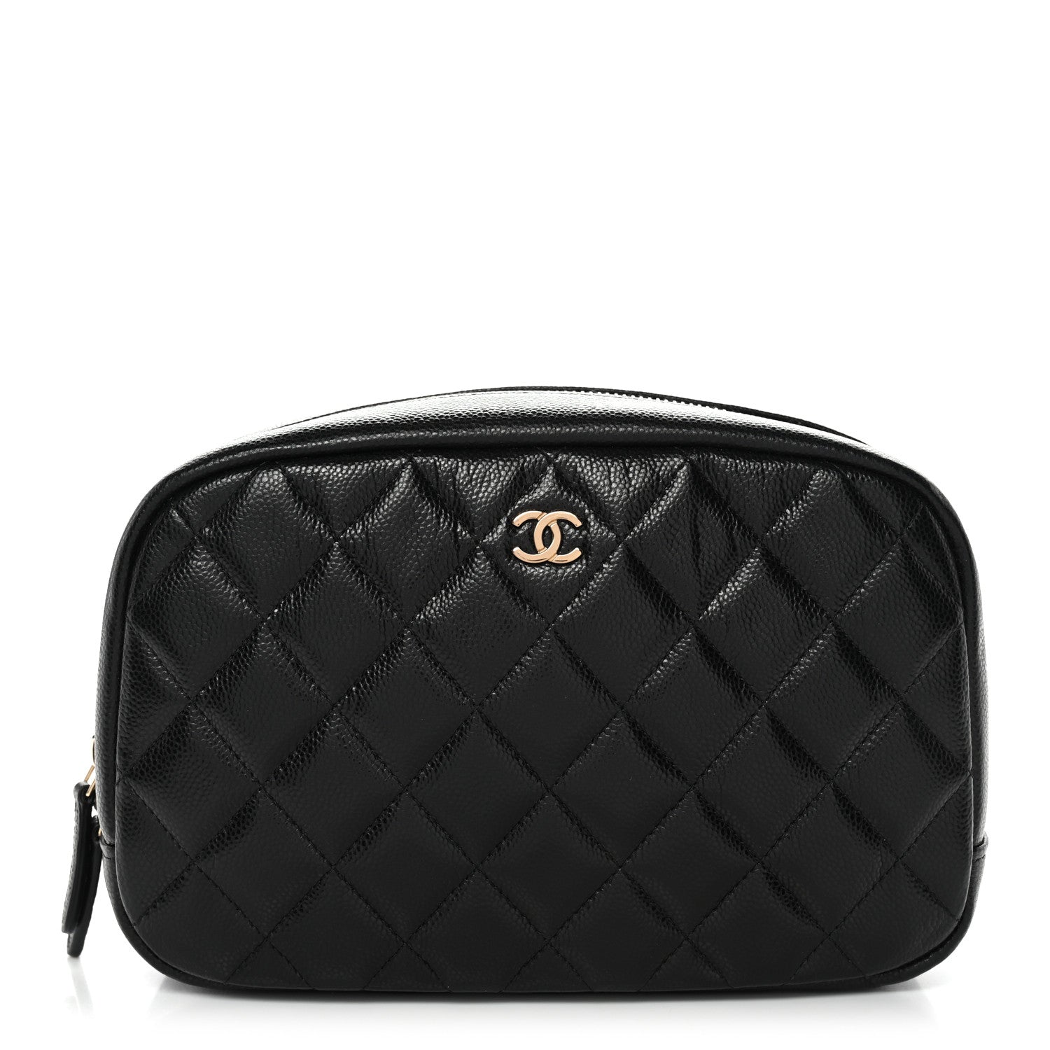 Chanel Caviar Quilted Medium Curvy Pouch Cosmetic Case Black 1 of 7