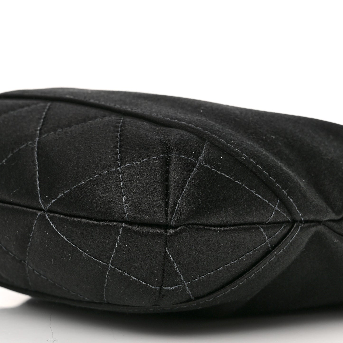Satin Quilted CC Chain Hobo Black