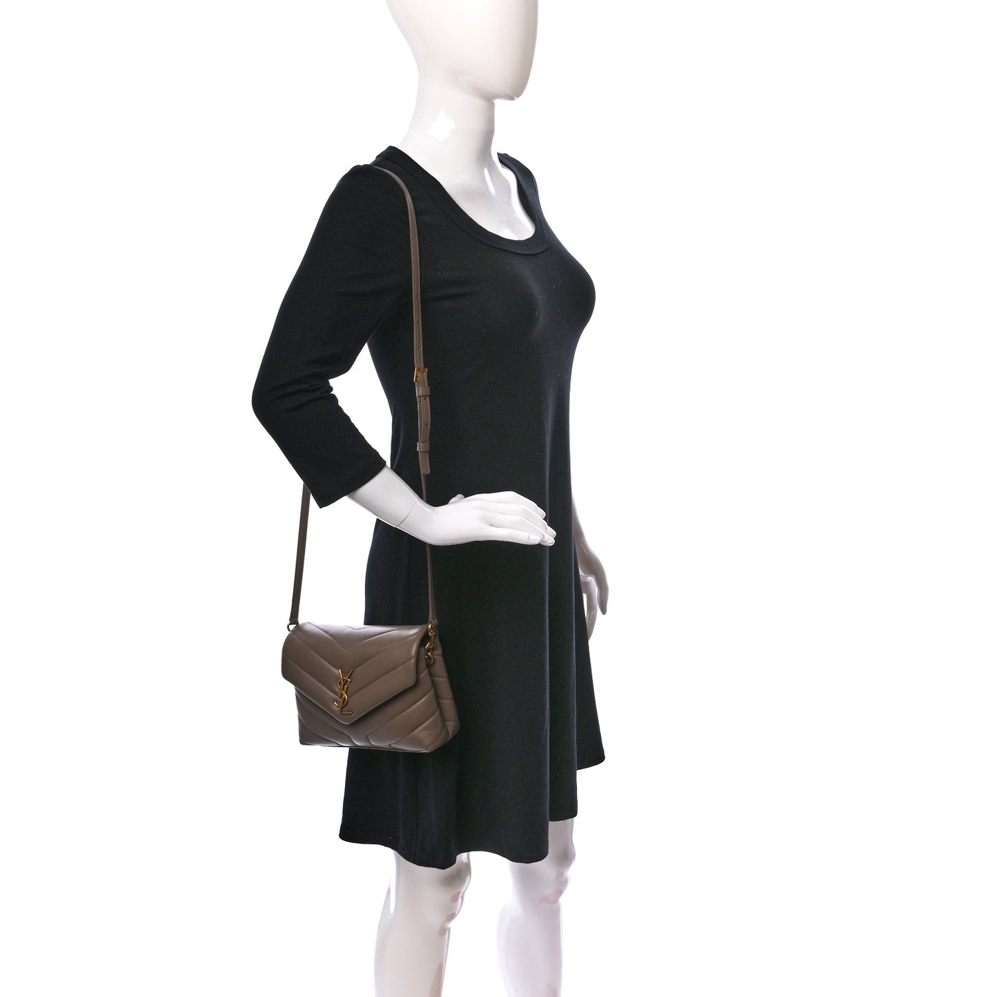 Calfskin Y Quilted Monogram Toy Loulou Crossbody Bag Taupe