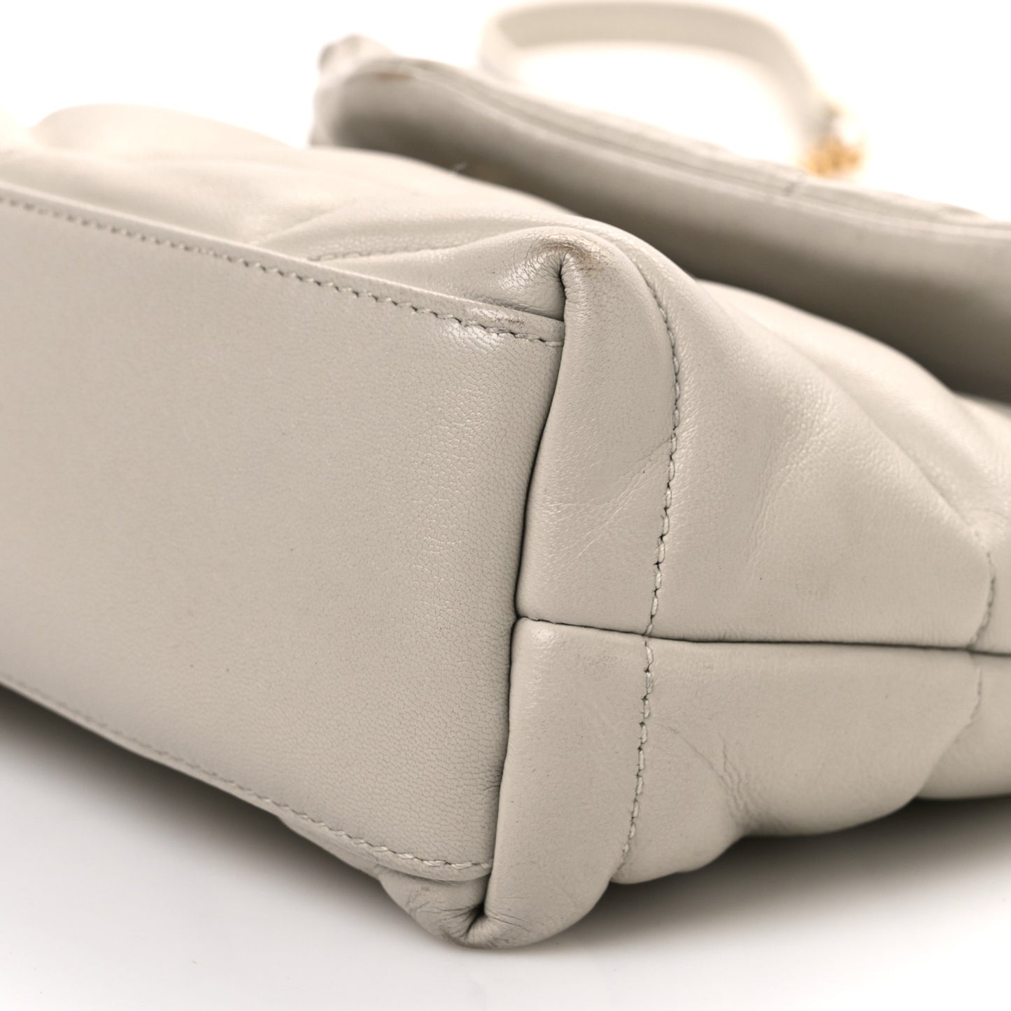 Lambskin Quilted Toy Loulou Puffer Monogram Chain Satchel Crema Soft