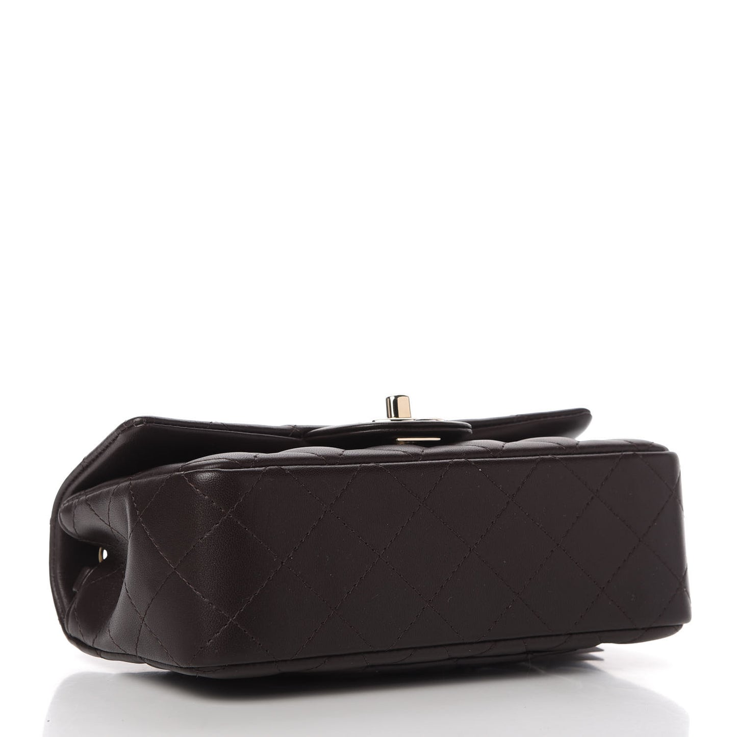 Lambskin Quilted Mini Rectangular Flap Dark Brown