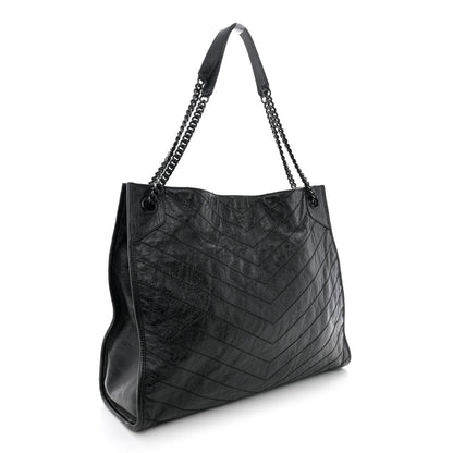 Saint Laurent Crinkled Calfskin Matelasse Monogram Large Niki Shopper Tote Black 3 of 14