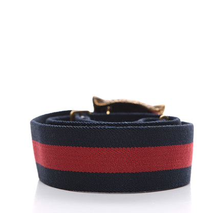 Gucci Web Feline Buckle Belt 80 32 Blue Red 2 of 4