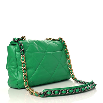 Chanel Lambskin Quilted Large Chanel 19 Flap Green 3 of 10