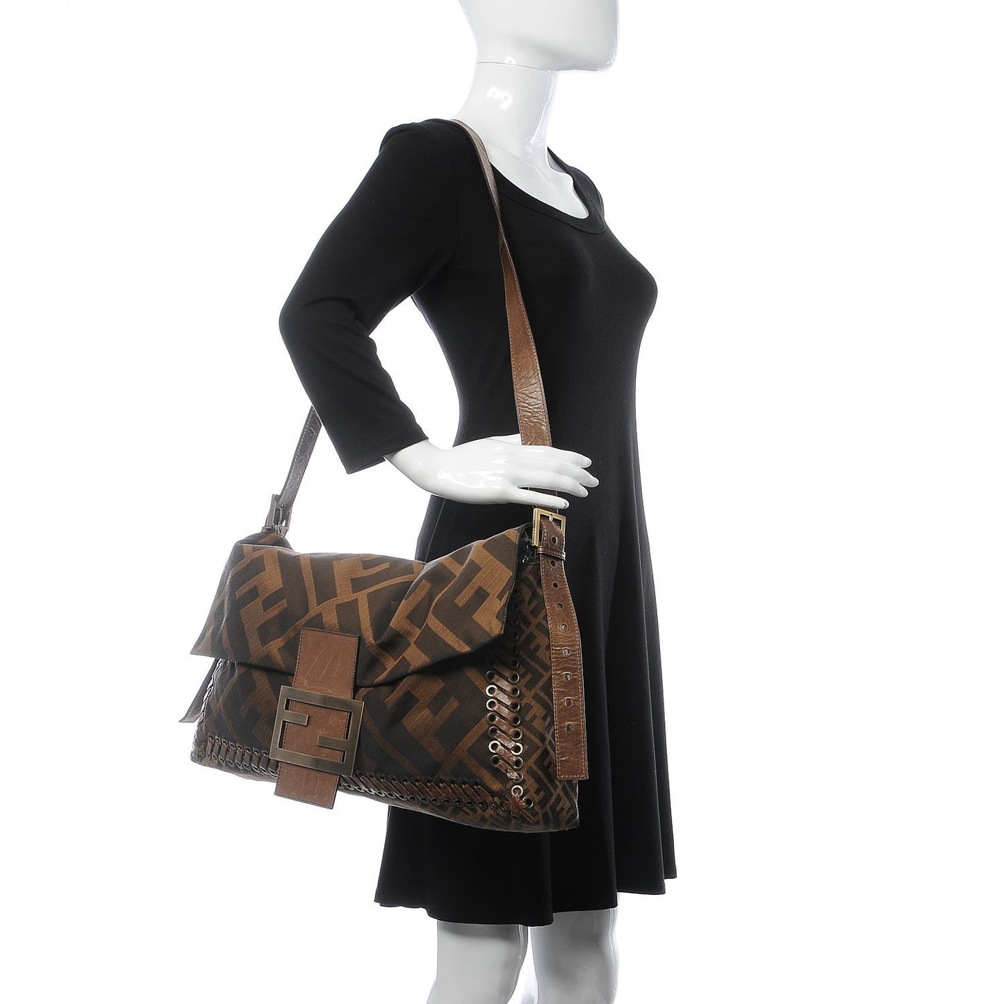 Zucca Pelle Naturale Maxi Baguette Tobacco Marrone