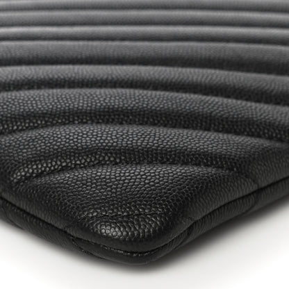 Chanel Caviar Chevron Quilted Medium Cosmetic Case Black 9 of 10
