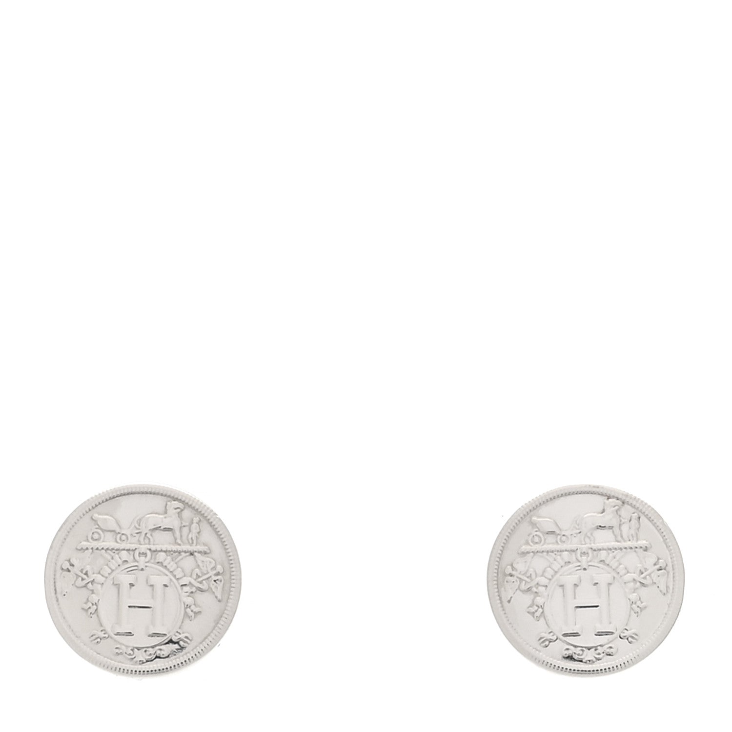 Hermes Sterling Silver TPM Ex-Libris Earrings 1 of 5