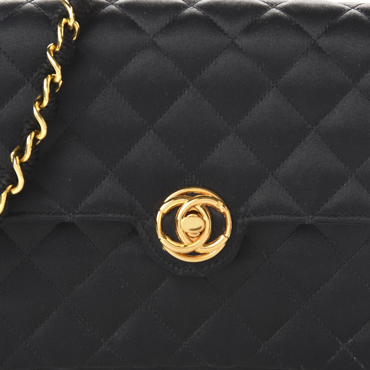 Chanel Satin Quilted Evening Bag Black 10 of 10