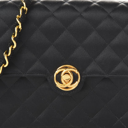 Chanel Satin Quilted Evening Bag Black 10 of 10
