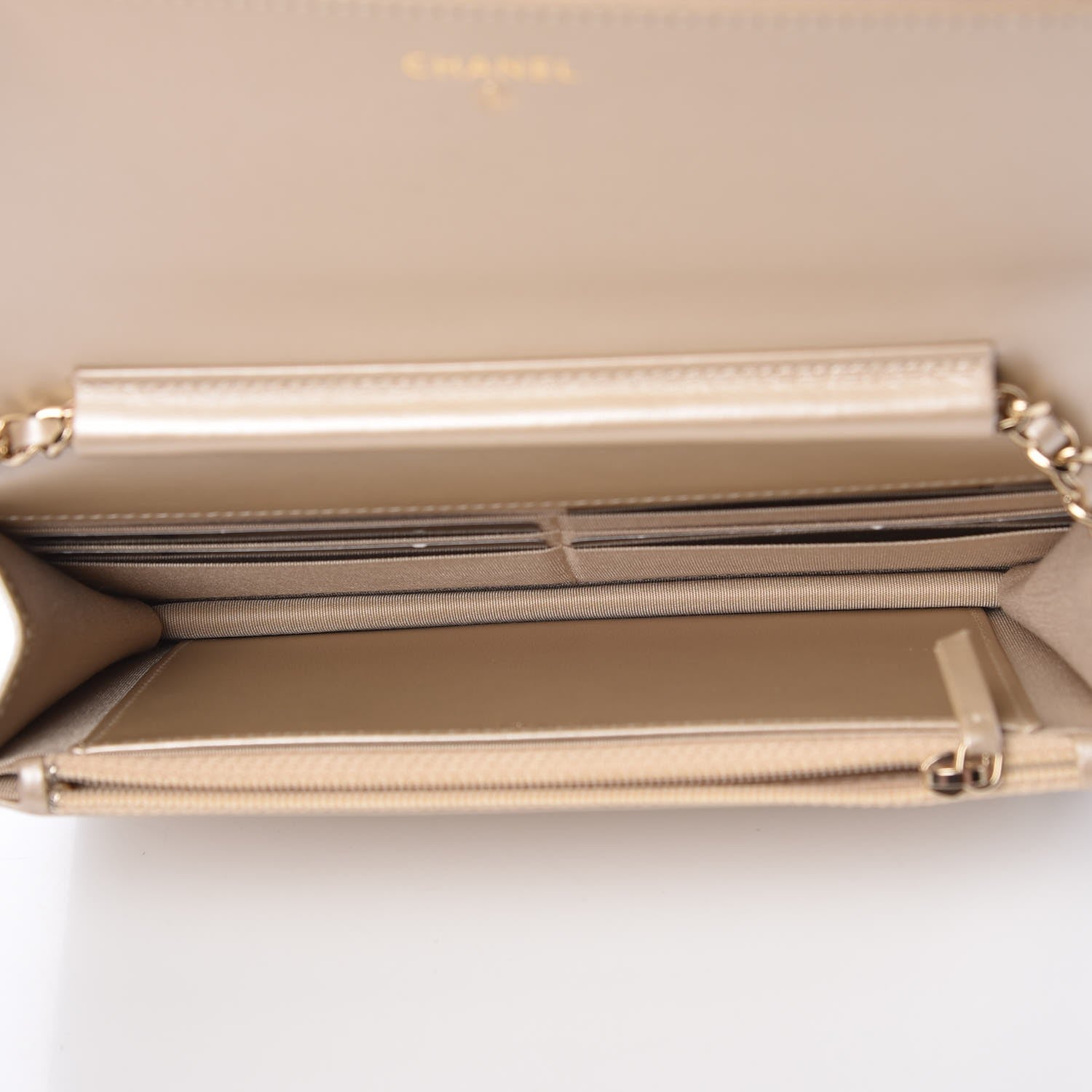 Chanel Metallic Lambskin Camellia Crystal Wallet on Chain WOC Gold 5 of 11