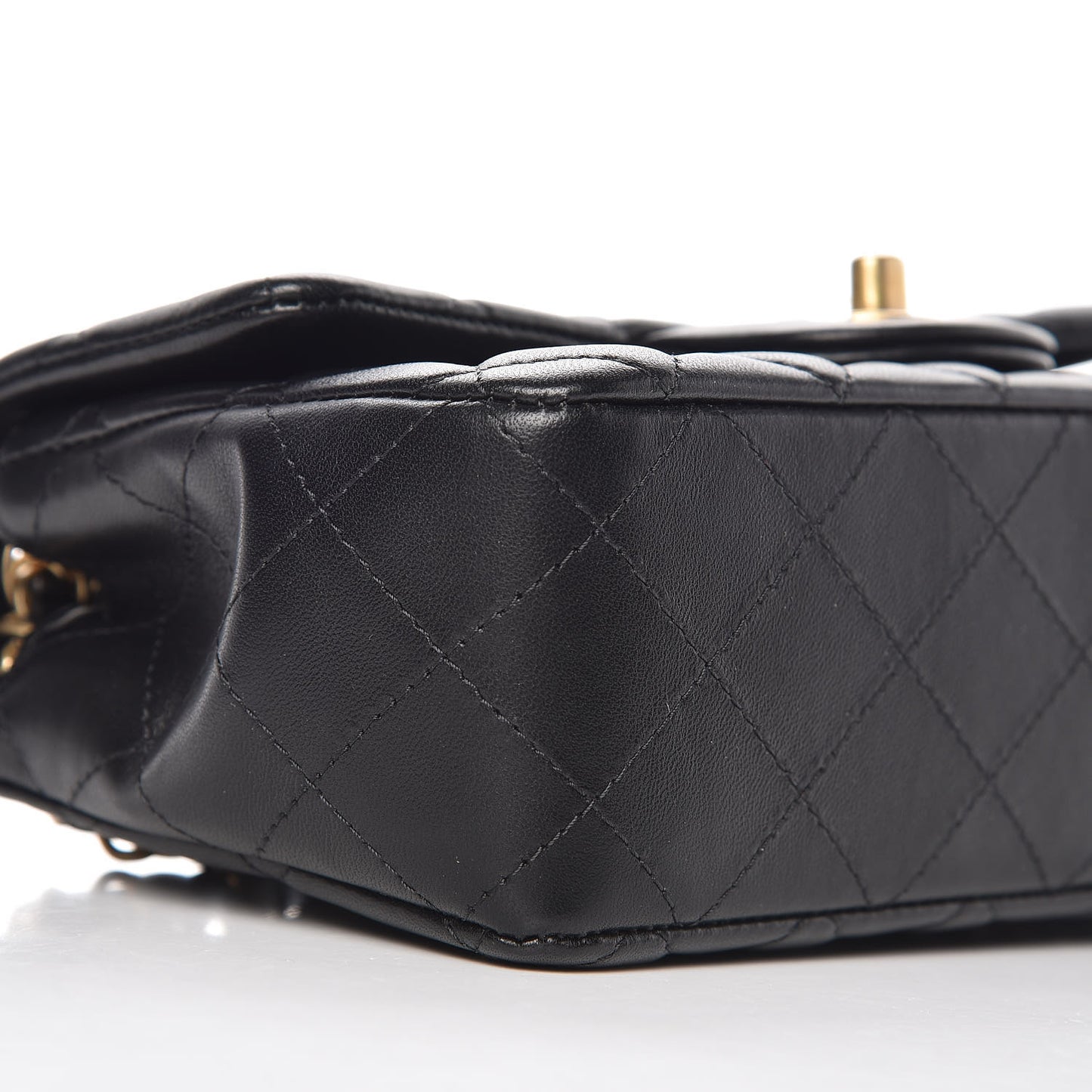 Lambskin Quilted Mini Rectangular Flap Black
