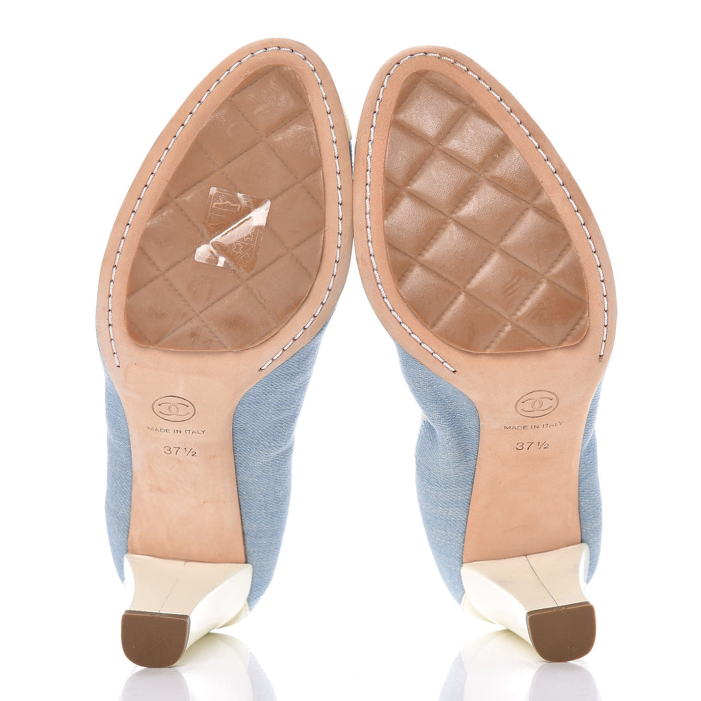 Denim Patent CC Elastic Stretch Pumps 37.5 Blue White