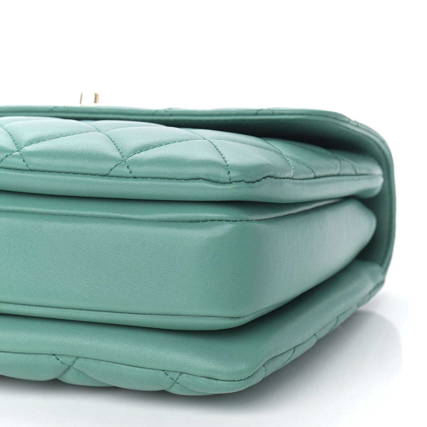 Lambskin Quilted Small Trendy CC Flap Dual Handle Bag Light Green