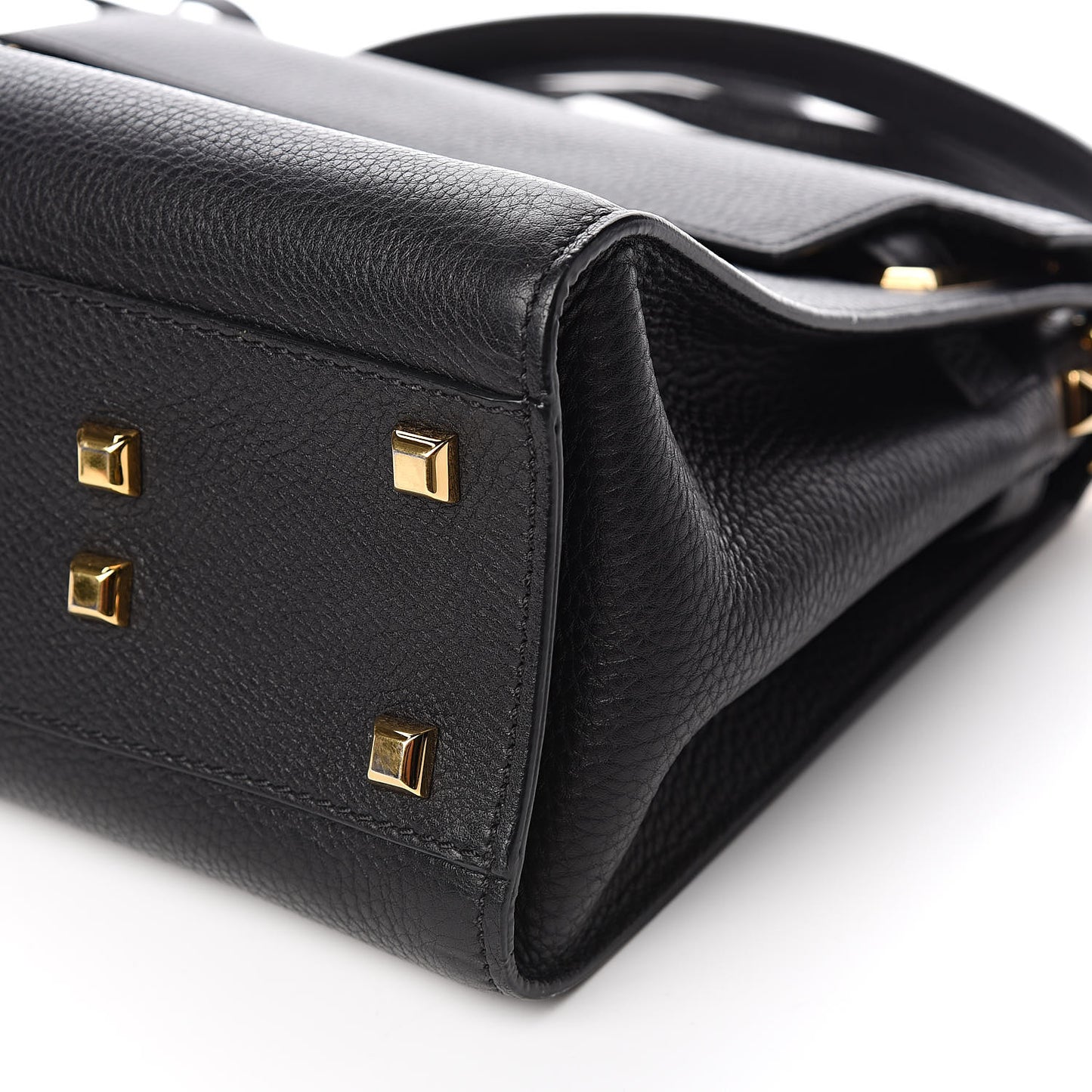 Pebbled Calfskin Medium My Rockstud Frame Bag Black