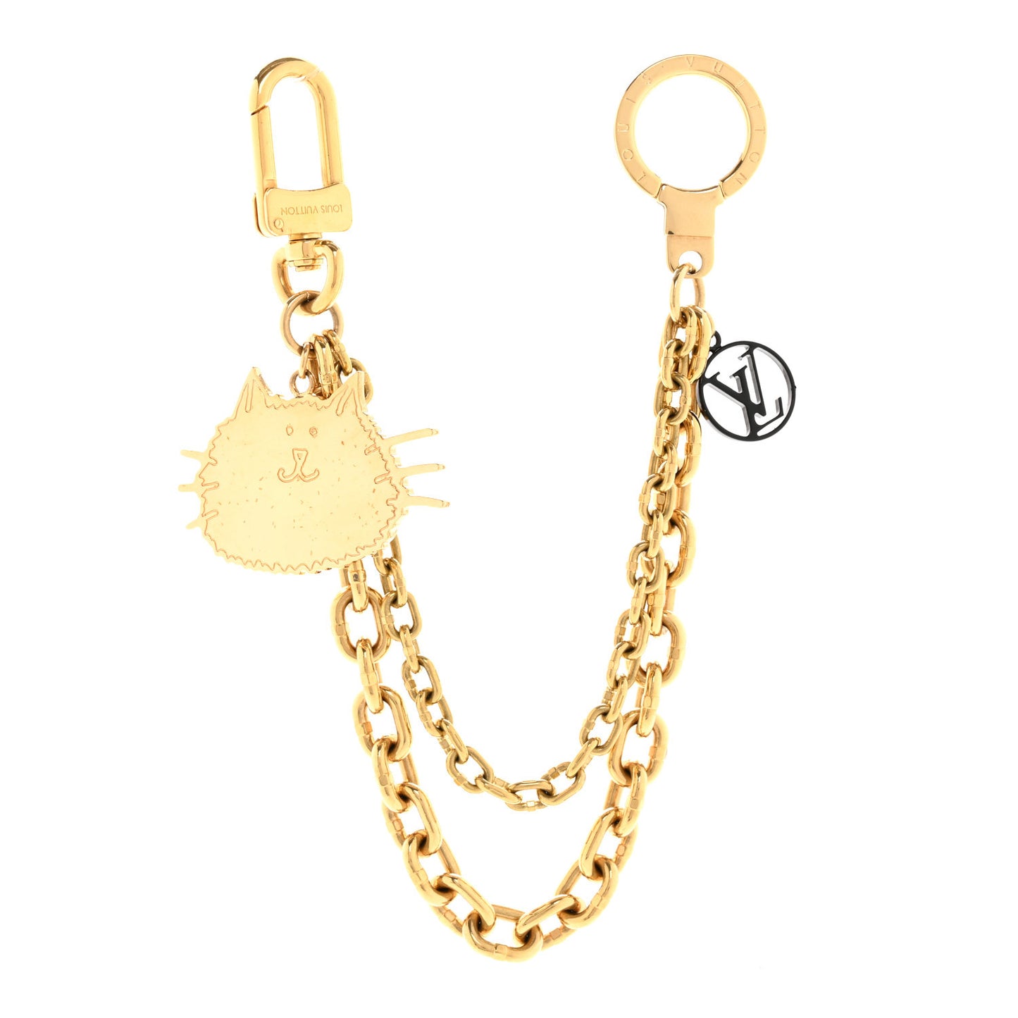 Catogram Cat Key Chain Bag Charm Gold Black