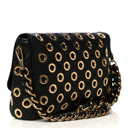 Marc Jacobs Goatskin Quilted Grommet Gotham Eyelet Shoulder Bag Black 3 of 12