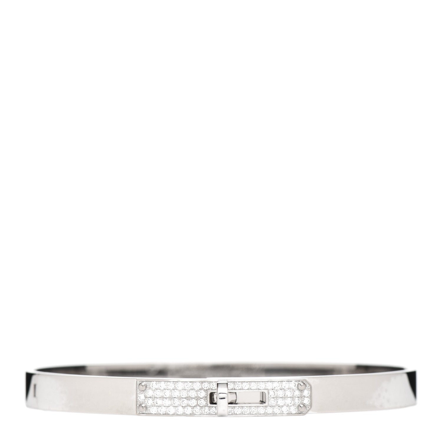 Hermes 18K White Gold Diamond PM Kelly Pave Bracelet ST 1 of 5
