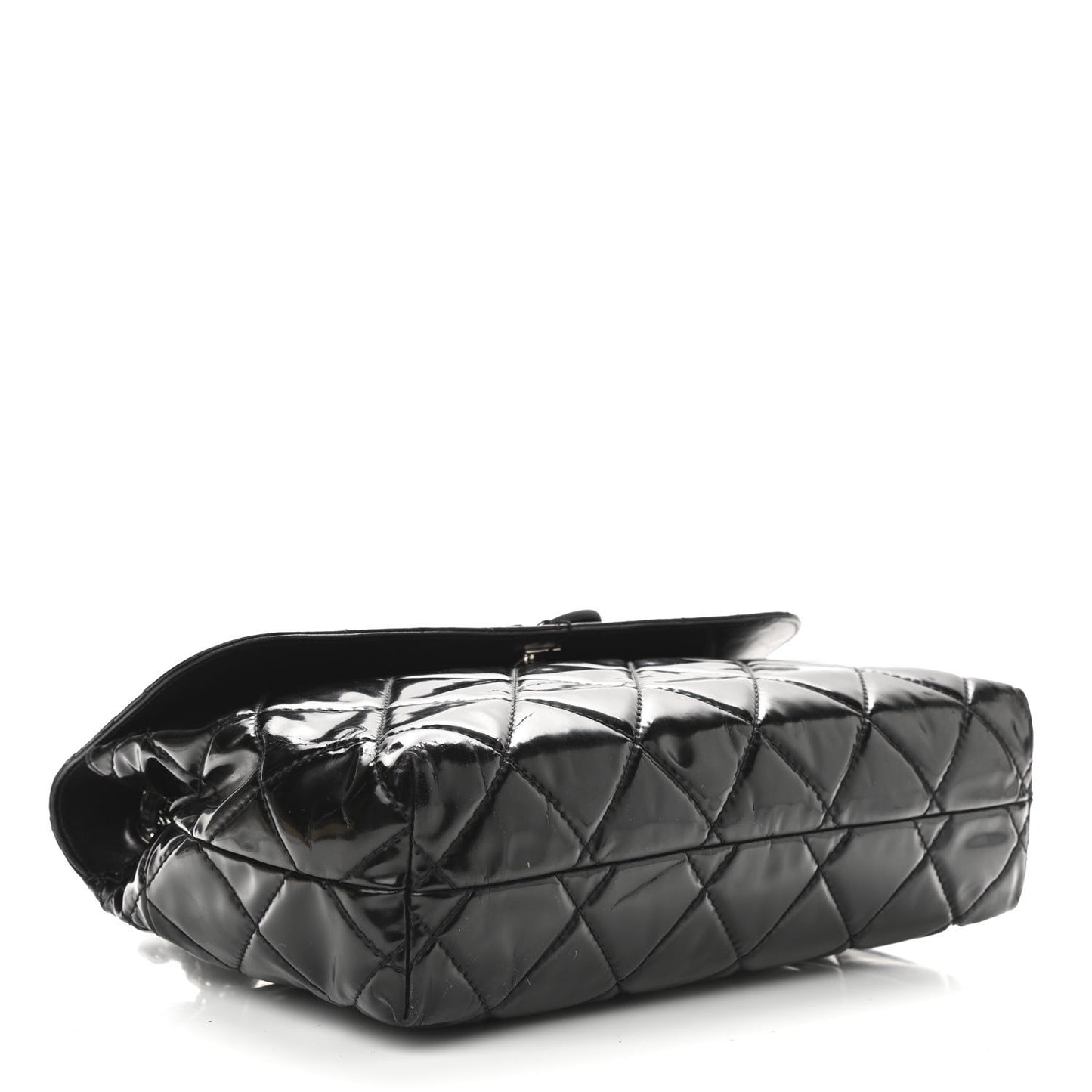 Vinyl Quilted In the Business Flap Bag Black