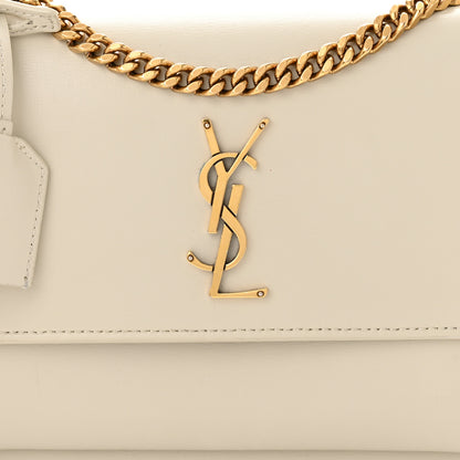 Saint Laurent Smooth Calfskin Medium Monogram Sunset Satchel Blanc Vintage 8 of 15