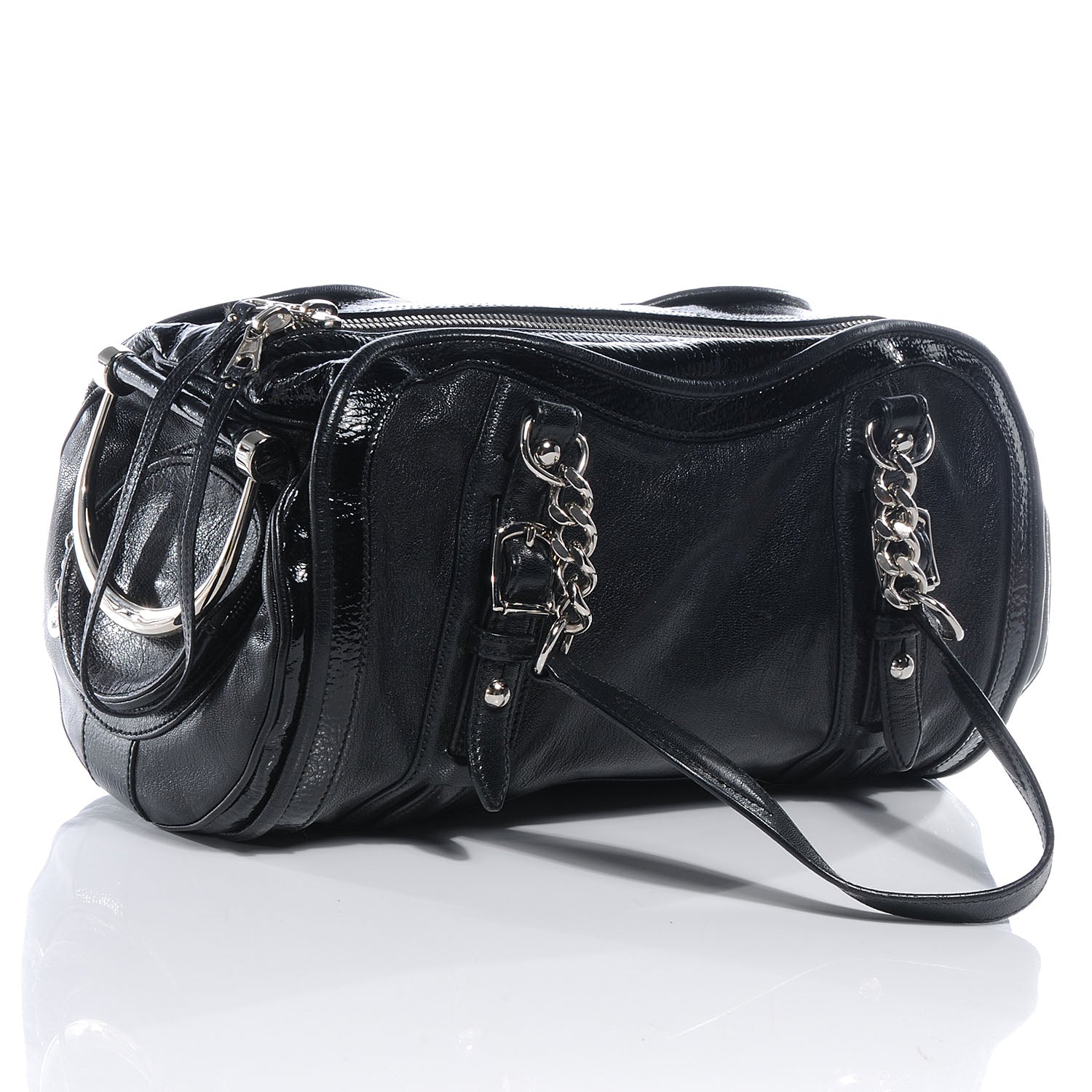 Balenciaga Leather Embossed Logo Satchel Black 3 of 10