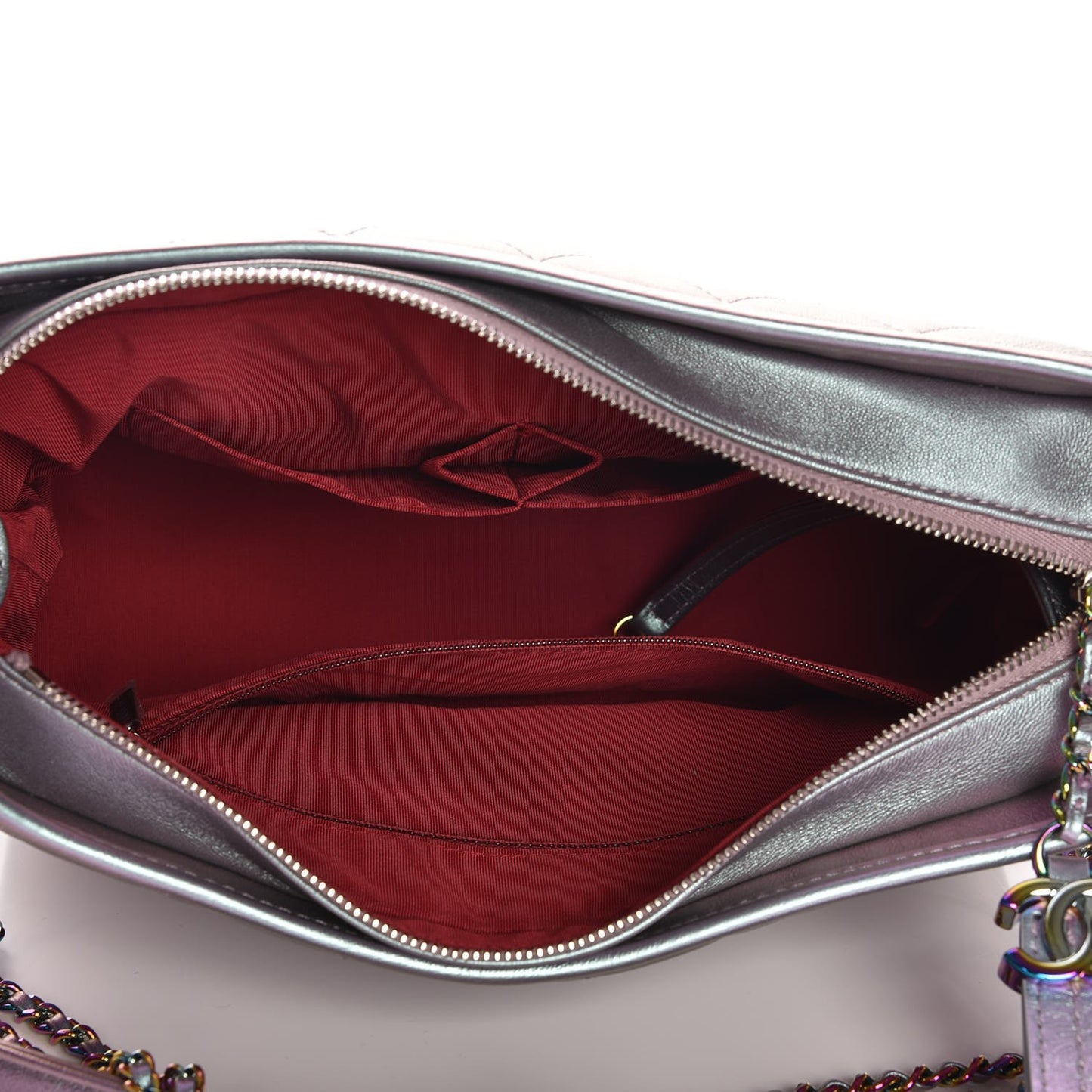 Iridescent Lambskin Calfskin Quilted Medium Gabrielle Hobo Light Purple