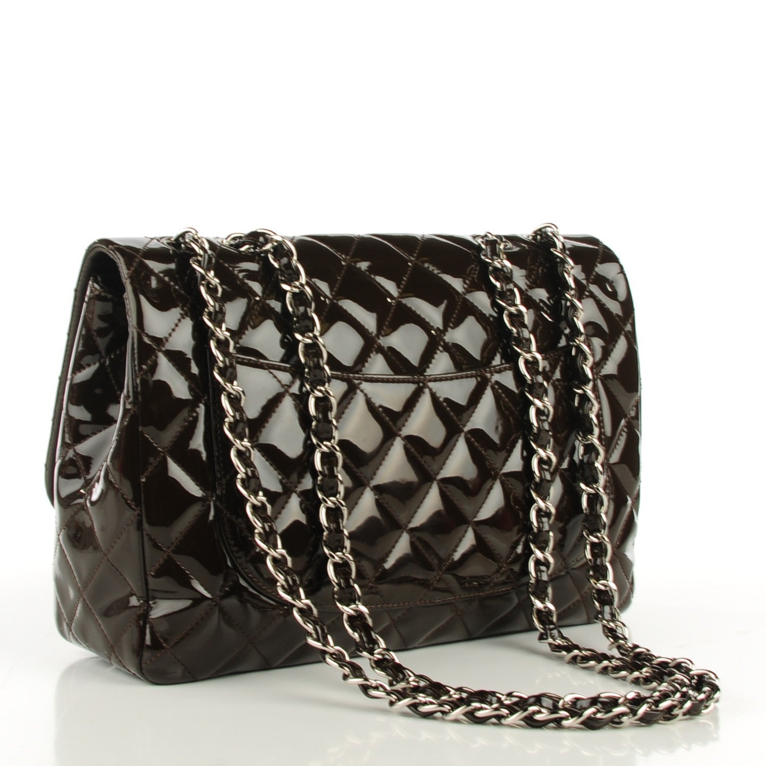 Chanel Patent Quilted Jumbo Single Flap Dark Brown 3 of 8