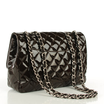 Chanel Patent Quilted Jumbo Single Flap Dark Brown 3 of 8