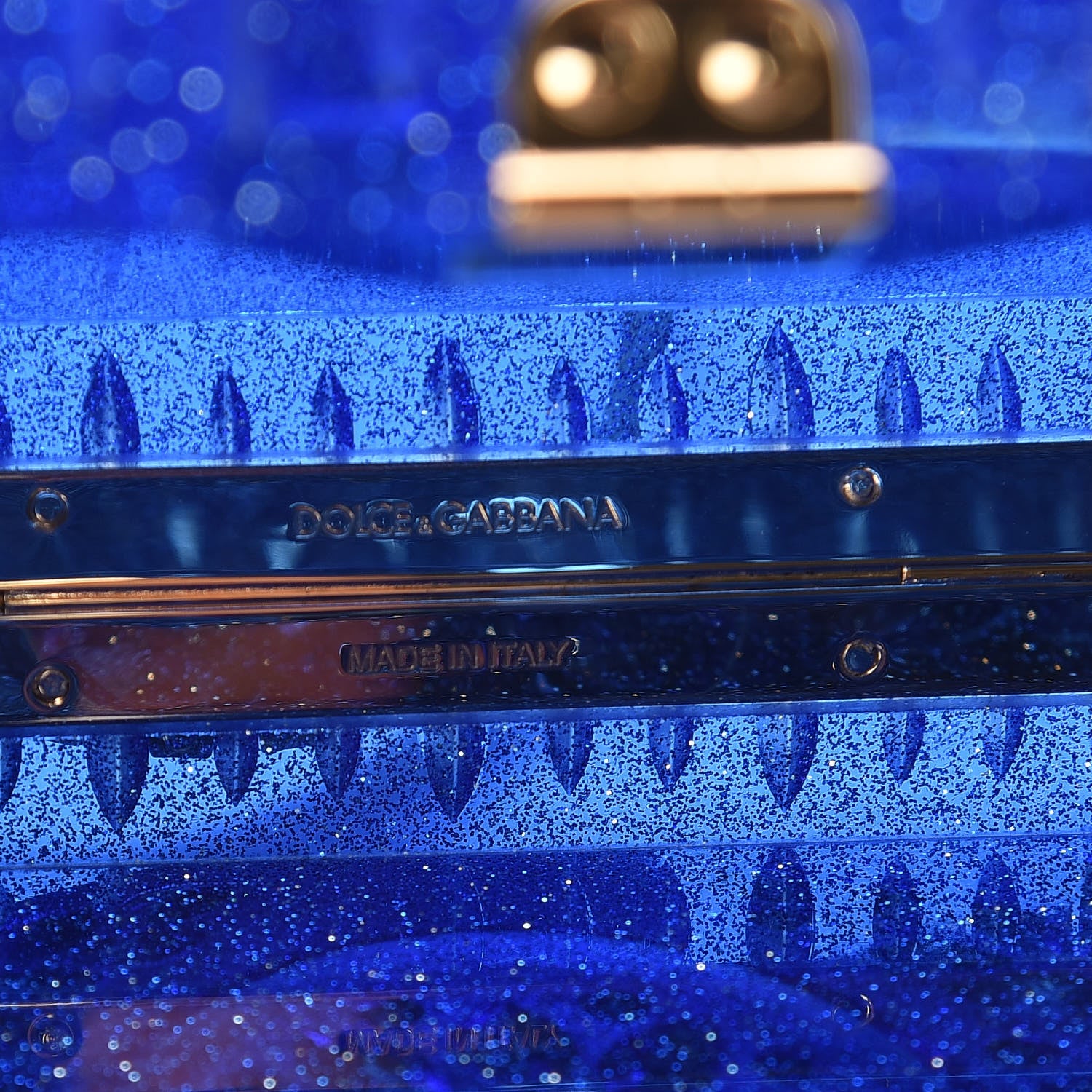 Dolce & Gabbana Crystal Embellished Plexiglass Dolce Box Clutch Blue 6 of 10