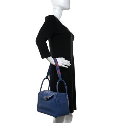 Hermes Swift Epsom Lindy 26 Tressage De Cuir Bleu Brighton Capucine Bleu Saphir 2 of 13