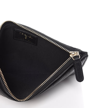 Chanel Calfskin Chevron Quilted Classic Zip Pouch Black 5 of 9