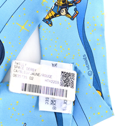 Hermes Silk Space Derby Twilly Bleu Jaune Rouge 3 of 3